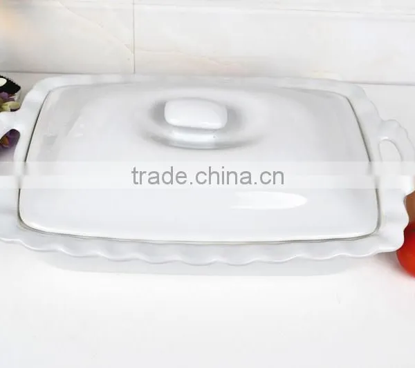 15.5" Square Porcelain Baking Tray With Lid photo-2