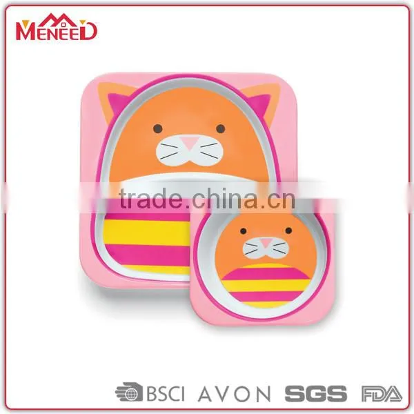 2015 Hot Selling Animal Shape Baby Plates & Bowls, Zoo Melamine Kids Dinner Set photo-2
