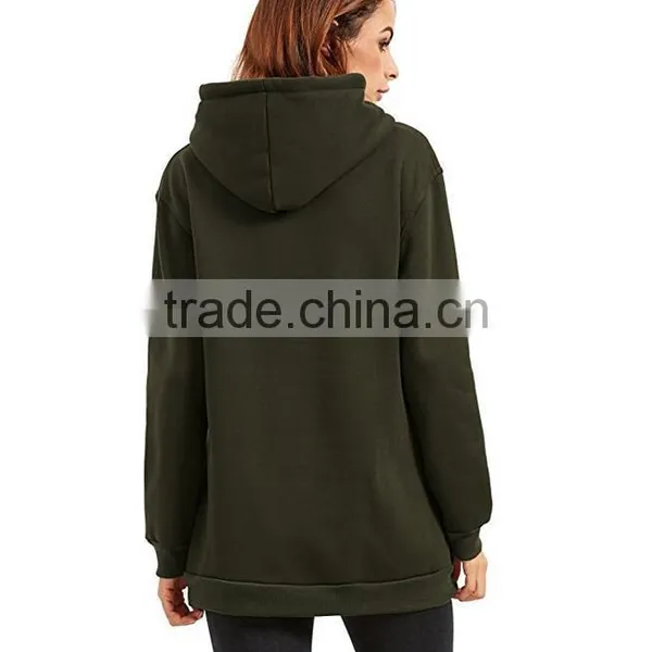 Female Hoodies High Quality Blank Wholesale Loose Fit Pullovers Sweater Side Zipper Spring Custom Longline Hoodies photo-3