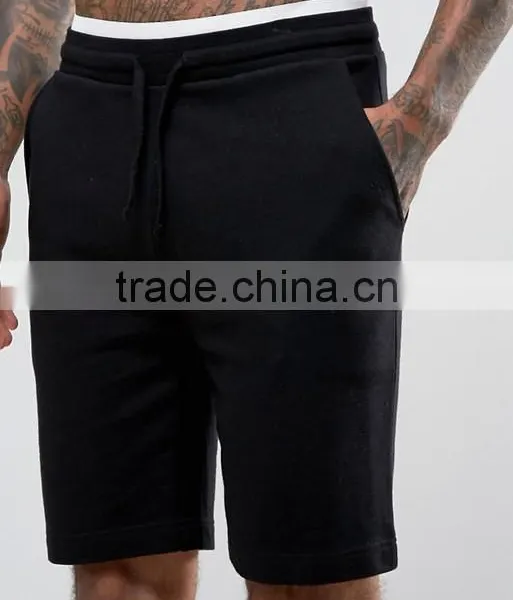 Hot Sale Custom 100% Cotton Jersey Sweat Fabric Men's Black Breathable Casual Casual Sporting Shorts photo-3