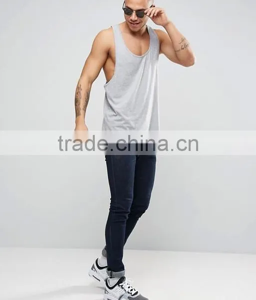 Cheapest High Quality New Design Summer Cool Custom Grey Color Gym Wear Comfortable Cotton Polyester Casual Men's Sport Vest photo-4