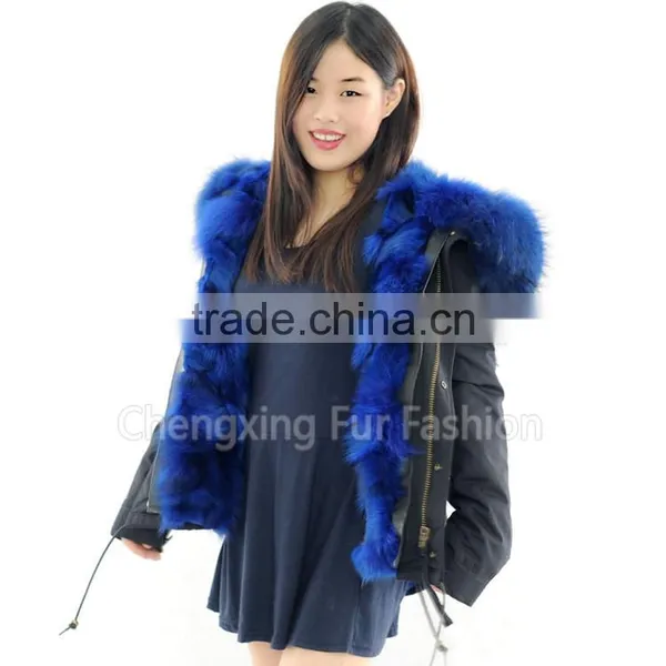 CX-G-P-01C Ladies Latest High Quality Fox Fur Real Fur Parka Coat for Sale photo-3