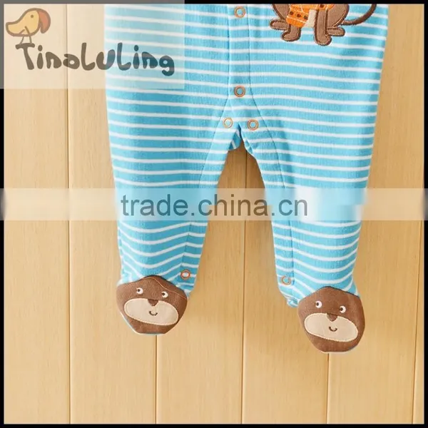 New Baby Winter Pajamas, Boys Stirpe Monkey Footed Pajamas, Toddler Footed Pajamas photo-4