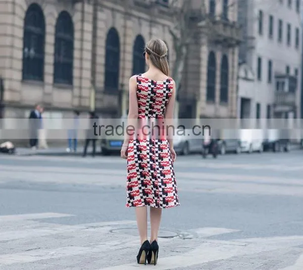 Ladies's Summer Fashion Chiffon Printed Dress in Casual Dress Slim Fit Sleeveless Long Dress Casual Skirt photo-3