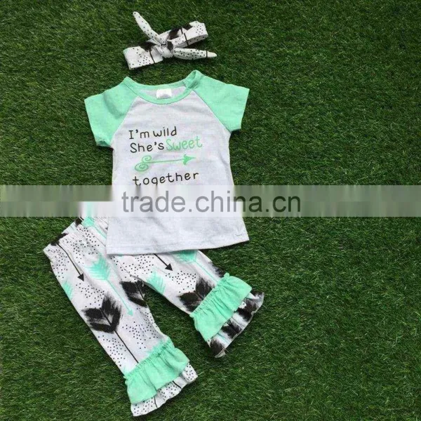 Free Shipping for the Summer Darling Girl Clothes Tight Pants "my Lovely, She is Wild" Arrow Boutique Clothes Children Matching photo-2