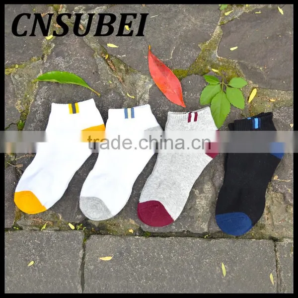 Summer Mens Color Block Casual Combed Cotton Ankle Socks photo-2