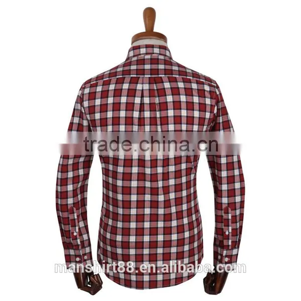 Latest Red Checked Two Chest Pockets Button Downs Shirt for Men photo-2