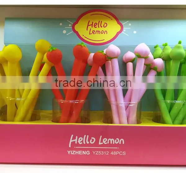 Creative Cute Novel Fruit Pear Peach Orange Strawberry Shape Gel Pen Gift for School Kids photo-3