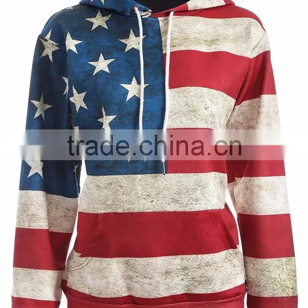 Unisex Fashion USA American Flag Print Hooded Slim Pullover Hoodie Sweatshirt photo-2