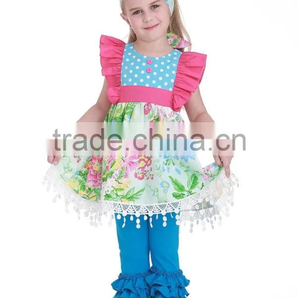 Latest Fashion Girls Cotton Frock Designs Summer Dress Sleeveless Ruffle Outfit photo-2