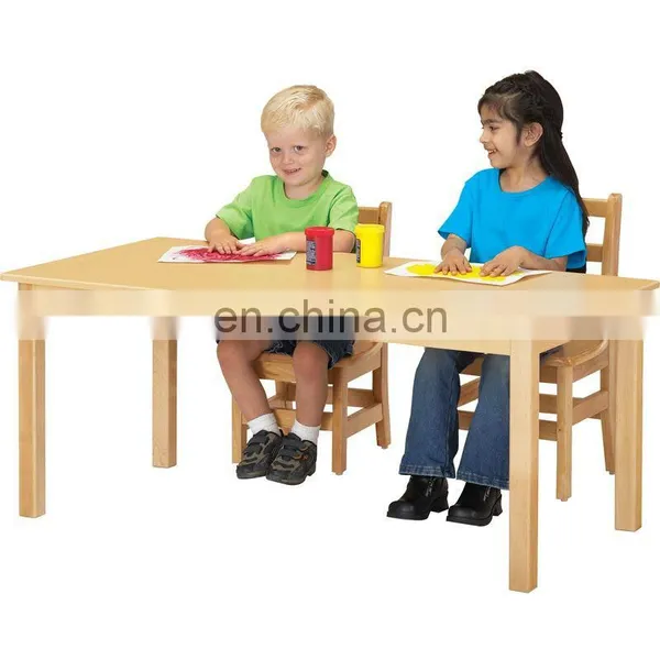 Wooden Preschool Furniture Children Art Study Wooden Table and Chair photo-5