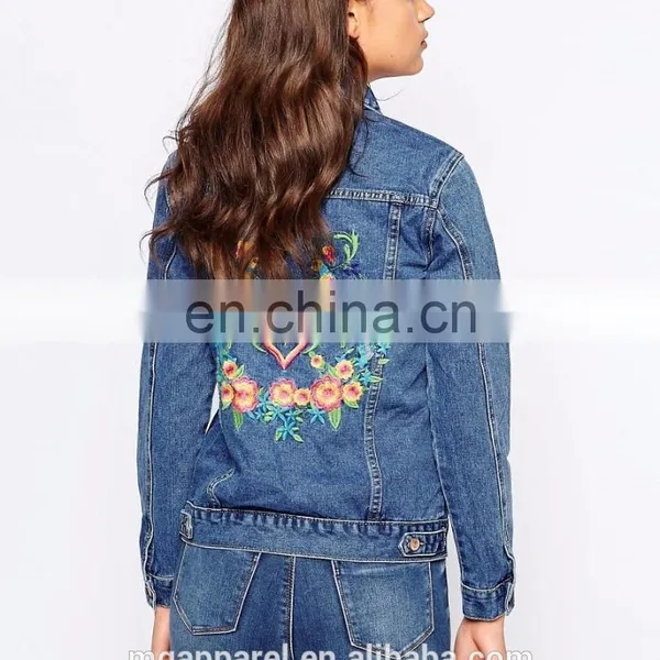 Wholesale Denim Jackets Suppliers Floral Embroidery Denim Jacket Women photo-3