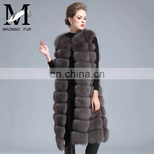2016 Fashion Genuine Real Fox Fur Vest Women's Long Fox Fur Vests photo-6