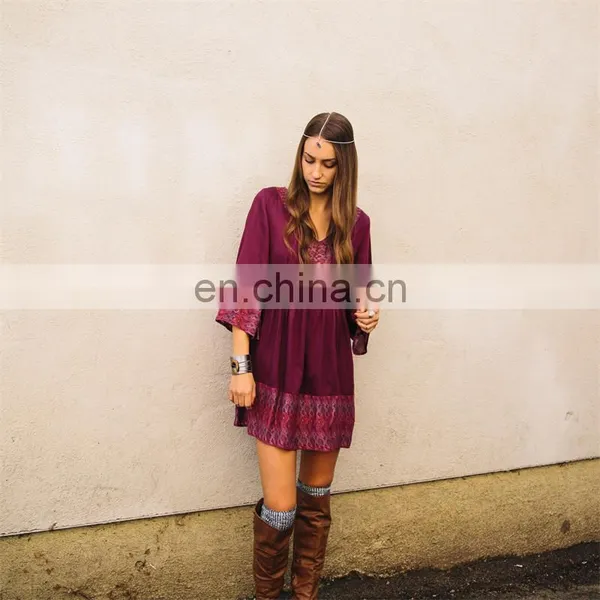 Ladies Casual Long Sleeve Montage Autumn Winter Dress photo-3