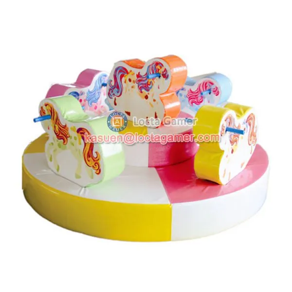 Zhongshan Amusement Park Equipment Indoor Kidsland Carousel Rotating Animal Play Center Soft Playground Merry go Round photo-2