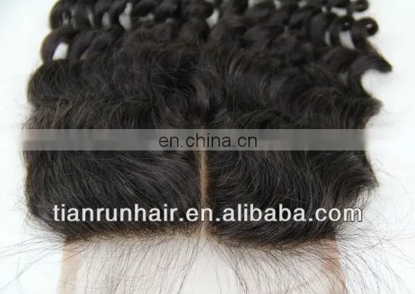 Super 4"*4" Filipino Raw Indian Deep Wave Deep Curl Remy Human Hair Weave With Middle Part Lace Closure photo-5
