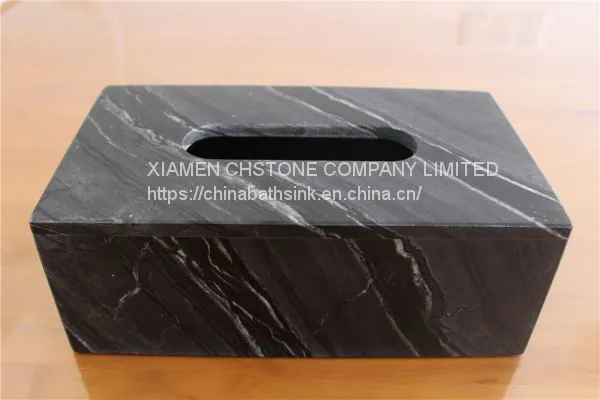 Black Wooden Marble Bathroom Paper Holders Marble Tissue Box photo-2
