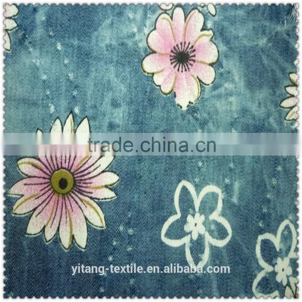 Sunflower Printing Denim Fabric photo-3