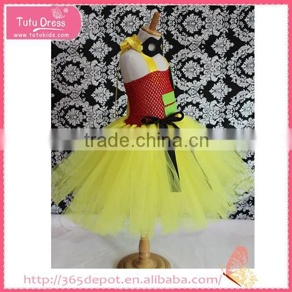 Ceremony Occasion Bright Yellow Cotton Dress With Black Mask Gauze Dress Halloween Costume Supplier's Choice photo-2