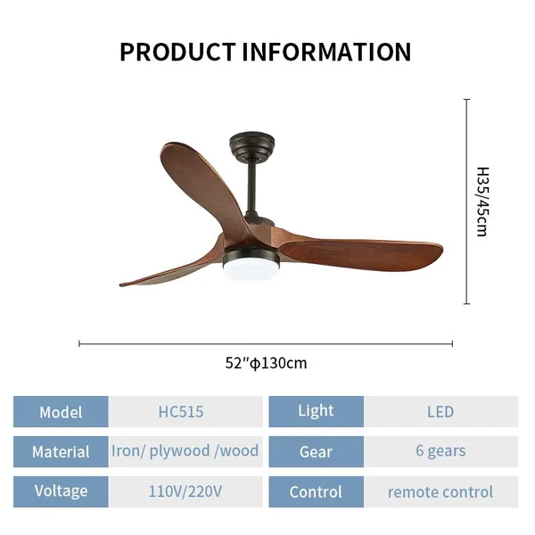 52Inch Indoor Decorative Living Room Remote Control Modern Ceiling Fan photo-4