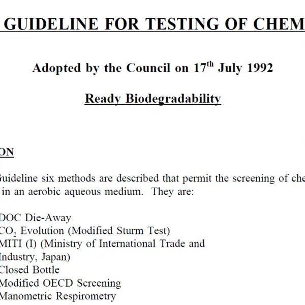Ready Biodegradability - 301F Manometric Respirometry Test