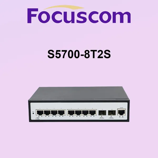 Управляемый гигабитный Ethernet-коммутатор L2, 8 портов 1G Base-T и 2 порта 1G SFP для подключения к сети, высокопроизводительный коммутатор корпоративной доступной сети Focuscom S5700-8T2S