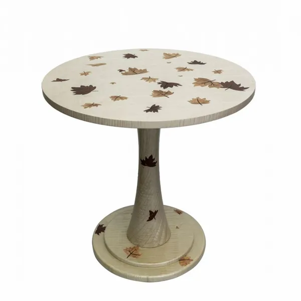 Maple Leaf Fluttering Marquetry Round Table photo-4