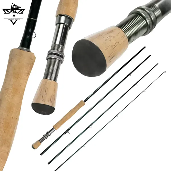 Hot Selling Custom 9'5 Fast Action Carbon Fly Rod 4 Sections Portable Professional Fly Fishing Rod for Freshwater Saltwater