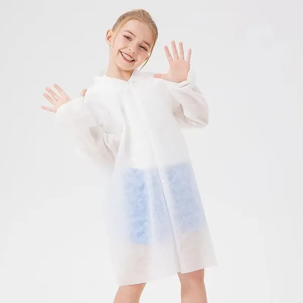 Disposable Children's Lab Coat Non-Woven Isolation Gown Long Sleeves Protective Workwear White Made Non-Woven Fabric photo-3