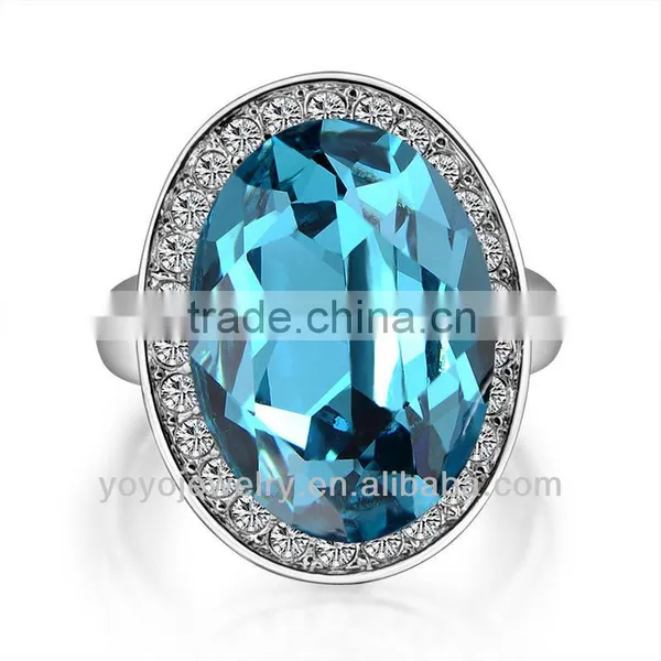 Bling Napkin Olive-shaped Gold Plated Big Stone Ring Designs for Women