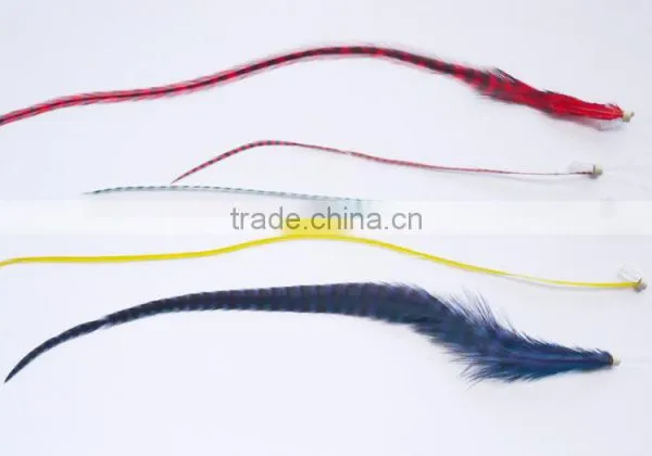 2016 Most Popular Clip-feather Striped Ombre Solid Feather for Hair Extension Feather With Micro Ring Beads Quality Choice photo-4