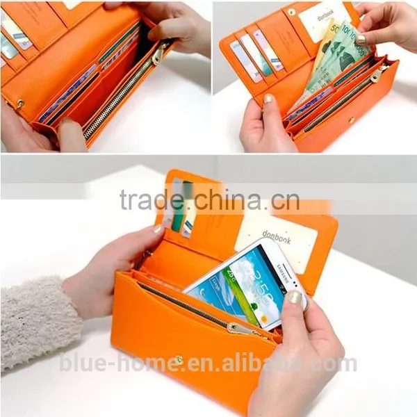 Hot Selling 2015 Korean Design Long Crown Wallet Hand Purse Wristyle Women Pink Evening Wallets photo-4