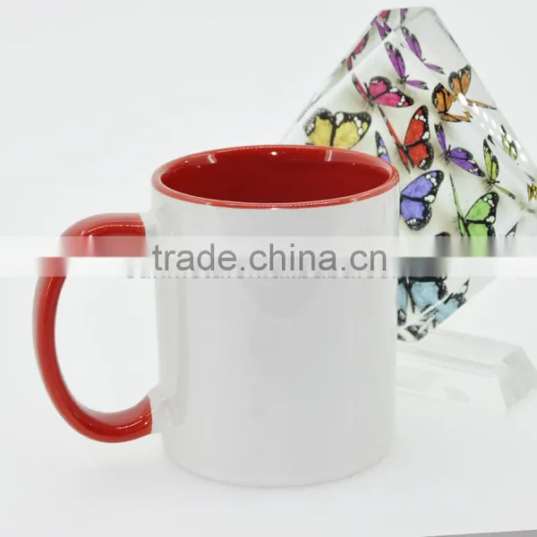 Sunmeta 11oz Sublimation Inner & Handle Color Mug Blue Color DIY White Mug for Gift photo-2