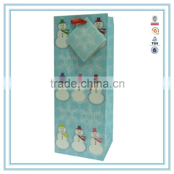 Custom Christmas Wine Paper Bag & Gift Paper Bag With Handles
