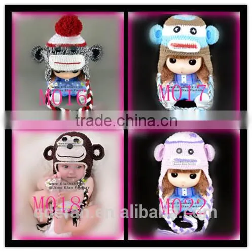 Monkey Pattern Fancy Crochet Baby Caps and Hats photo-3