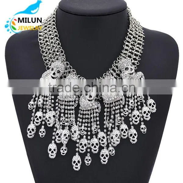 Punk Skull Pendant Chunky Statement Maxi Jewelry Necklace 2016