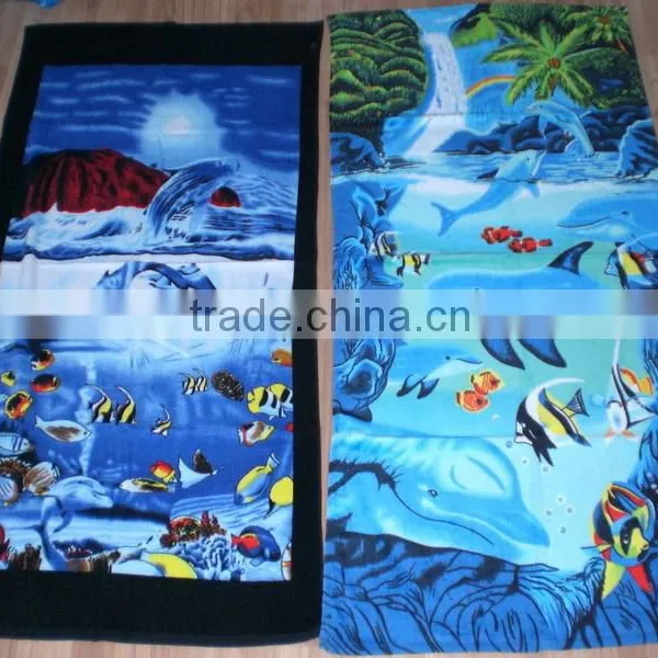 Velour 100% Cotton Reactive Printed Beach Towel for Wholesale photo-2