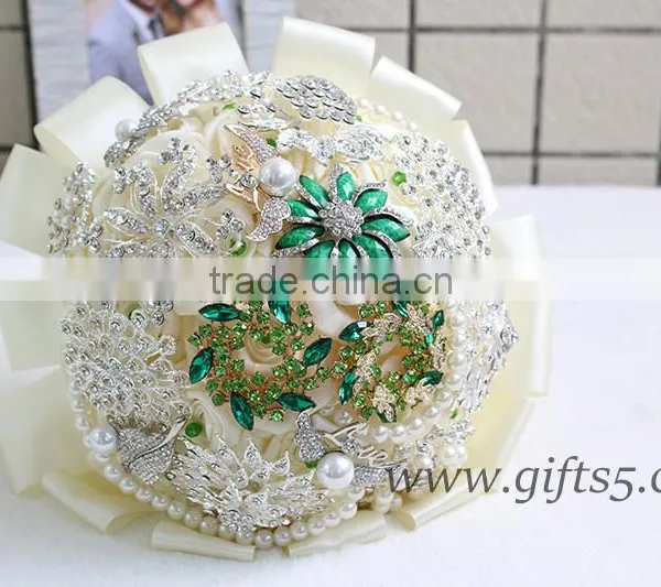 Elegant Crystal Wedding Bridal Bouquet photo-3