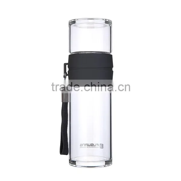 Clear Round 320 ml Heat Resistant Borosilicate Glass Water Bottle With Tea Fliter photo-3