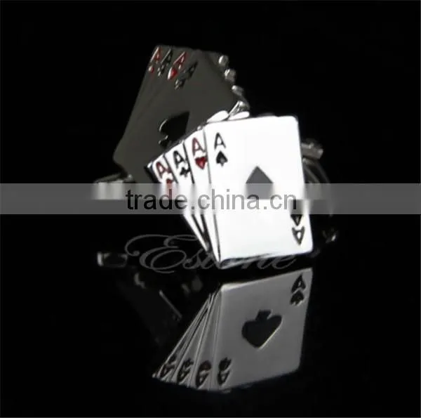 Vintage Stainless Steel Poker New Men's Silver Cuff Links photo-2