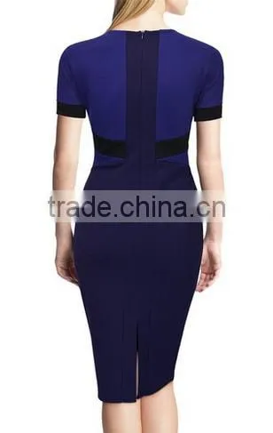 Women's Official Scoop Neck Optical Illusion Business Pencil Midi Dress photo-2