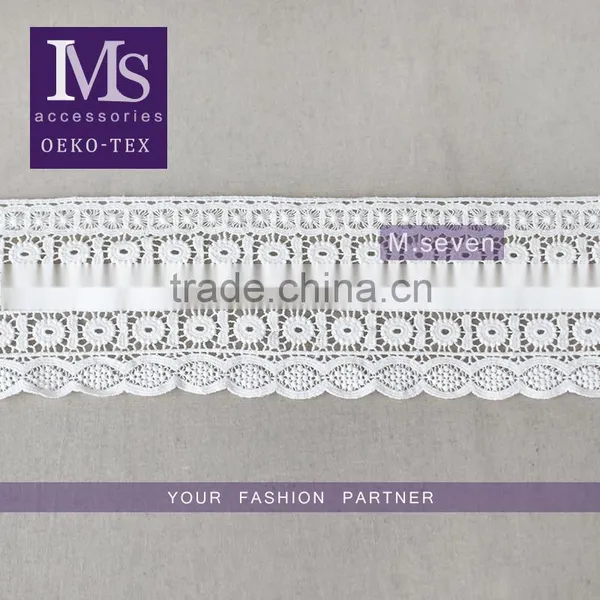 New Arrival Soft Lace Trim Embroidery Cotton Lace Trim Milk Silk Lace Trim in 11.5cm Wide White Color for Garment Decoration