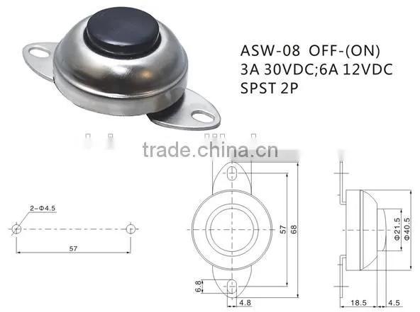 ASW-08 OFF-(ON) 3A 30VDC SPST 2P Automotive Horn Switch photo-3