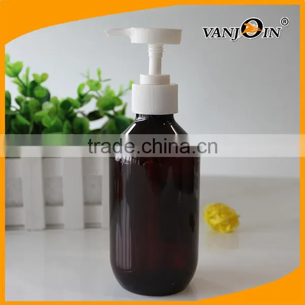10 oz Cone Top Round Amber Lotion Bottle With White Pump Sprayer photo-4