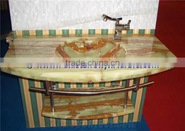 CUSTOM DESIGN ONYX BATHROOM COUNTERTOPS photo-2