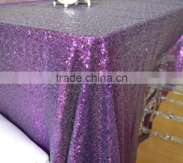 New Cheap Hot Sale Fancy 100% Polyester Embroidery Metallic Sequence Wedding Silver Sequin Table Cloth photo-5
