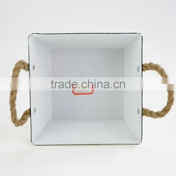 China Factory Low Price Lead Free Metal Personalized Large Decorative White Printing Character Flower Pot photo-4