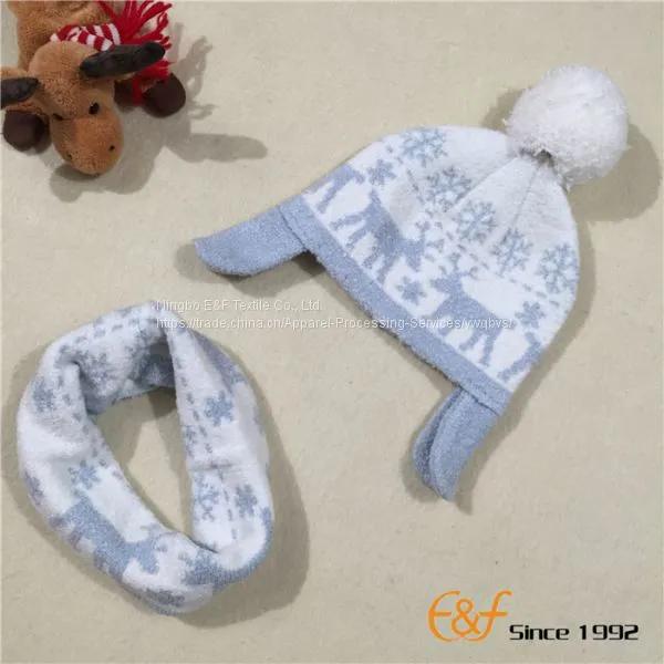 Christmas Jacquard Knitted Hat Neckpiece Set for Children photo-2