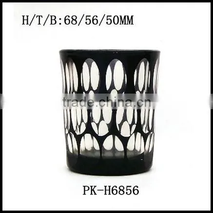 Cylinder Hand Cut Black Home Used Glass Candle Container photo-3