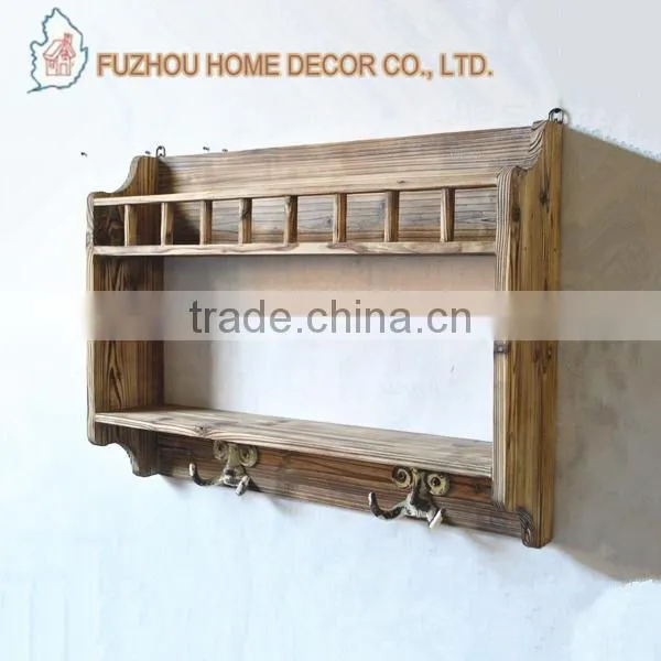 Bathroom Shelves,wood Towel Racks With Hooks photo-3